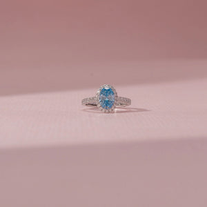Regal Azure Halo Diamond Ring