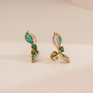 Teal Enamel Bouquet Diamond Studs