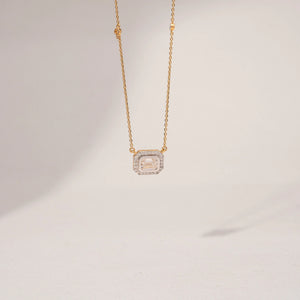 Emerald Halo Grace Diamond Necklace