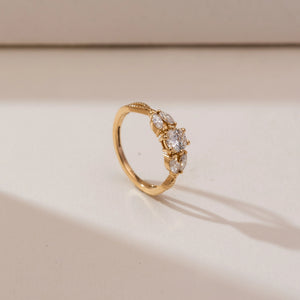 Radiant Twisted Gold Diamond Ring