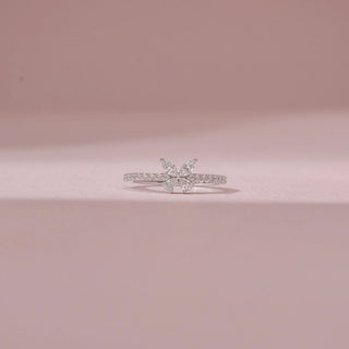 Front view of a 14KT White Gold diamond ring, featuring marquise diamonds arranged in a floral design.