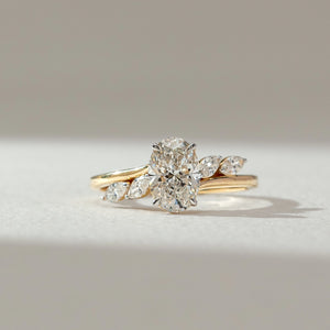 Oval Bloom Leaf Diamond Ring
