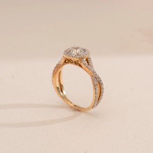 Elegant Twisted Halo Diamond Ring