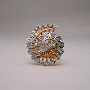 Spiral Petal Diamond Statement Ring