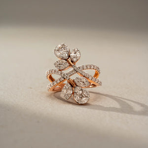 Elegant Floral Diamond Vine Ring