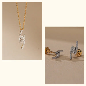 Set of 2|ZigZag Lab Grown Diamond Jewellery Set | Pendant & Earrings