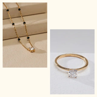 Set of 2|Solitaire Lab Grown Diamond Jewelry Set | Mangalsutra & Ring