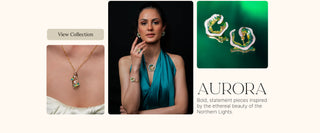 Aurora Collection by Reia Lab Grown Diamonds – bold statement jewelry with diamonds inspired by the Northern Lights, featuring necklaces, earrings, and rings.