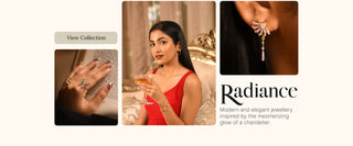 Reia Lab Grown Diamonds Radiance Collection – glamorous jewelry with dazzling diamond earrings and rings inspired by the mesmerizing glow of chandeliers.