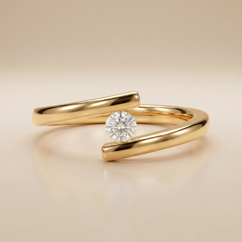 Soft Arc Diamond Open Ring