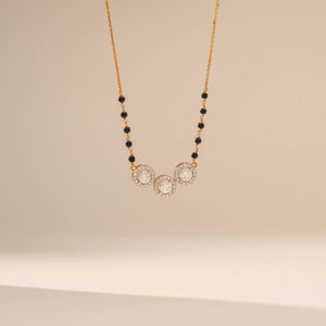 Triple Bloom Round Diamond Mangalsutra