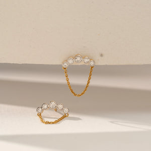 Floral Chain Drop Diamond Earring