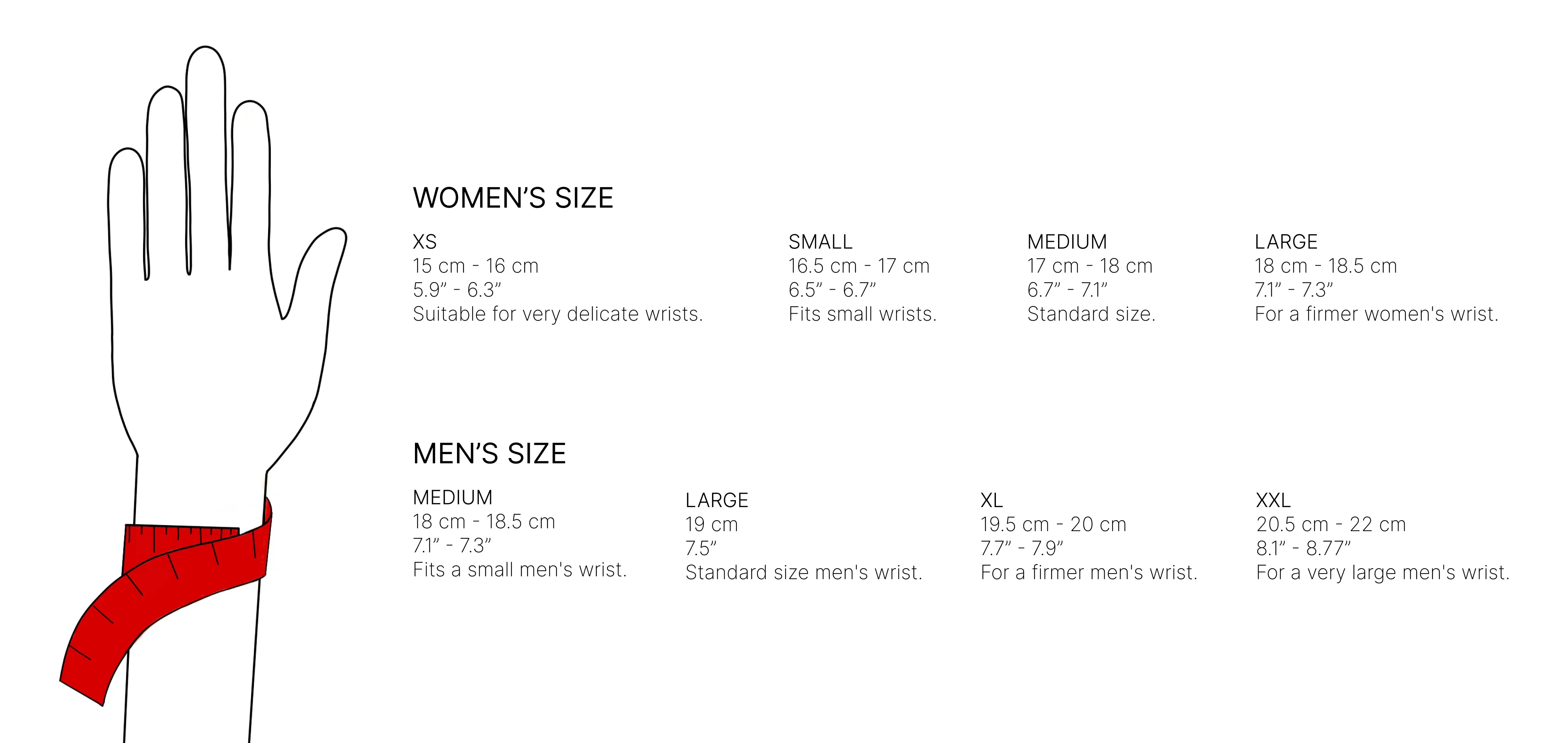 Bracelet size guide